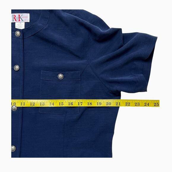 R K Originals Pant Suit 2 Piece Size 14 Blue Top Elastic Waist Pants Flowy Light - Picture 11 of 16